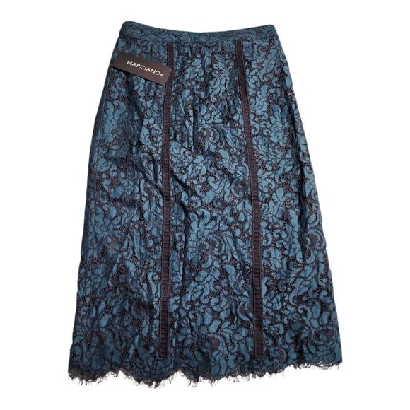 NWT Marciano - Haliah Lace Skirt XS Deep Teal Pencil Formal Chic Party Cocktail - Picture 2 of 9